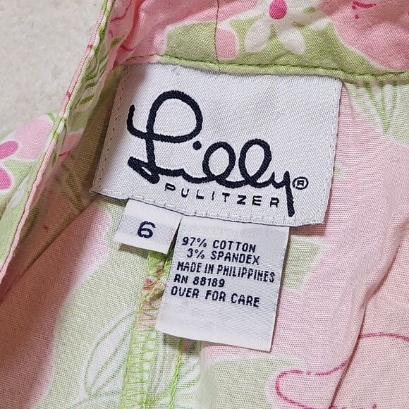 VTG Lilly Pulitzer Womens Size 6 Pink Elephant Cropped Capri Tropical Pants - Picture 7 of 11